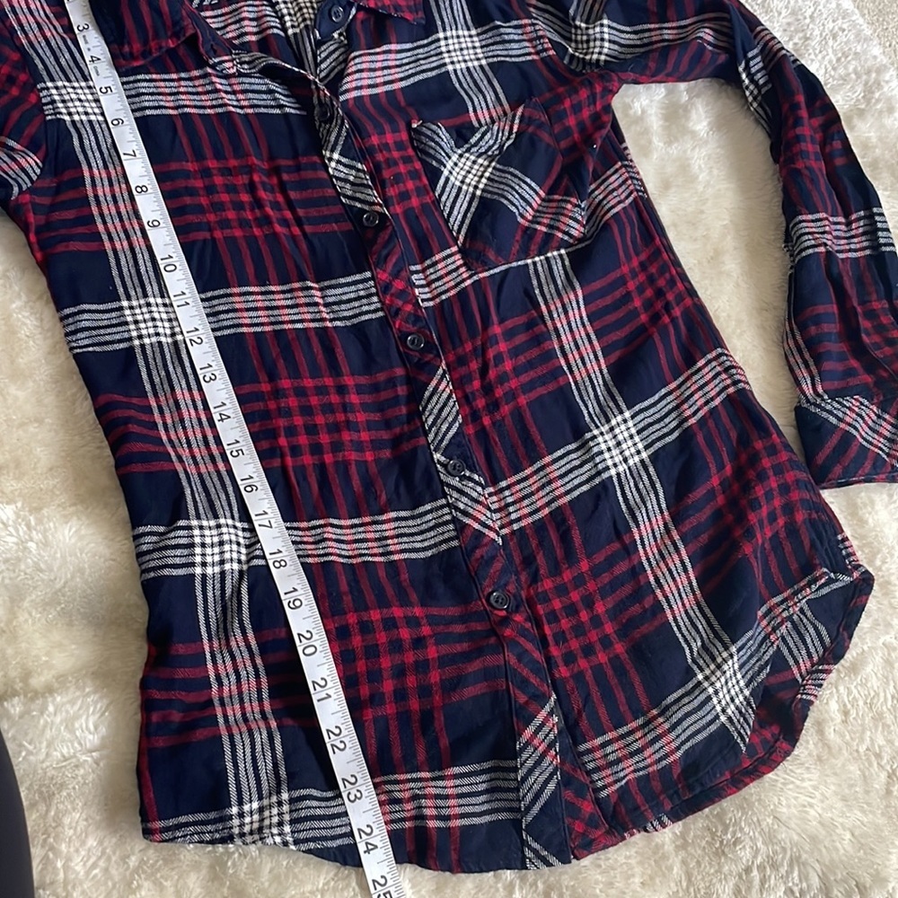 Rails Hunter Navy Red Plaid Flannel Button Down Shirt sz XS - Picture 5 of 8